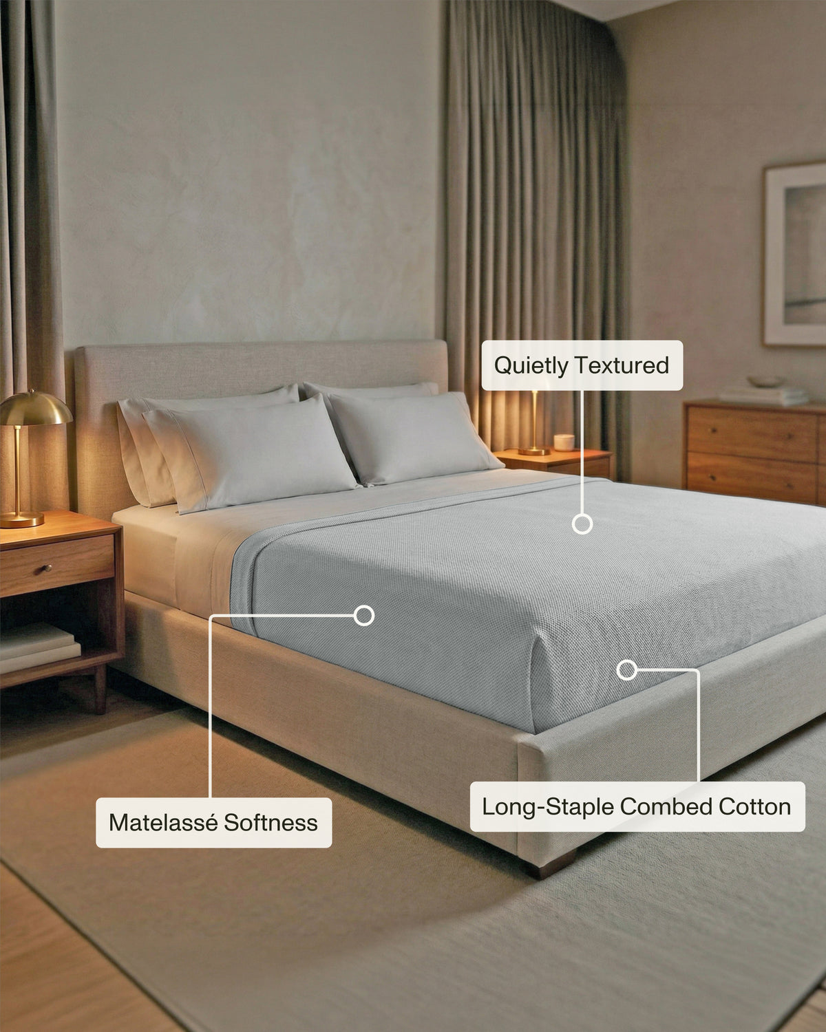 Cavendish: Matelassé Stone Washed Cotton Coverlet