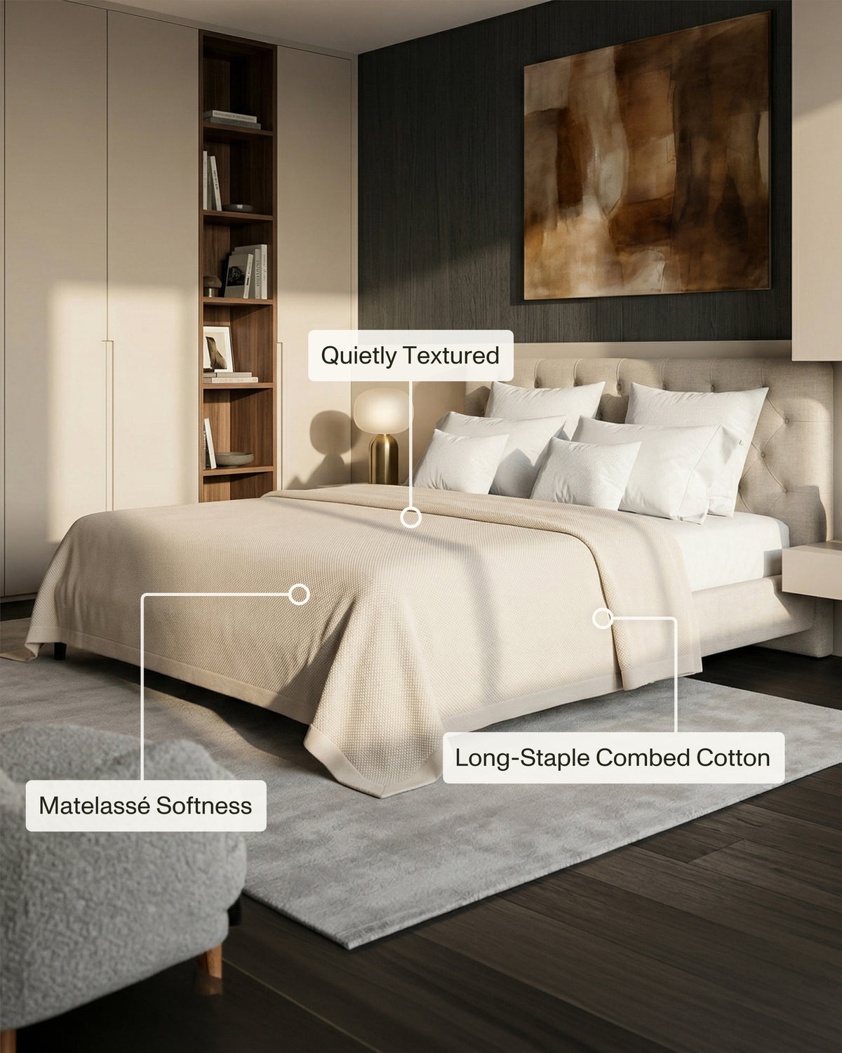 Cavendish: Matelassé Stone Washed Cotton Coverlet