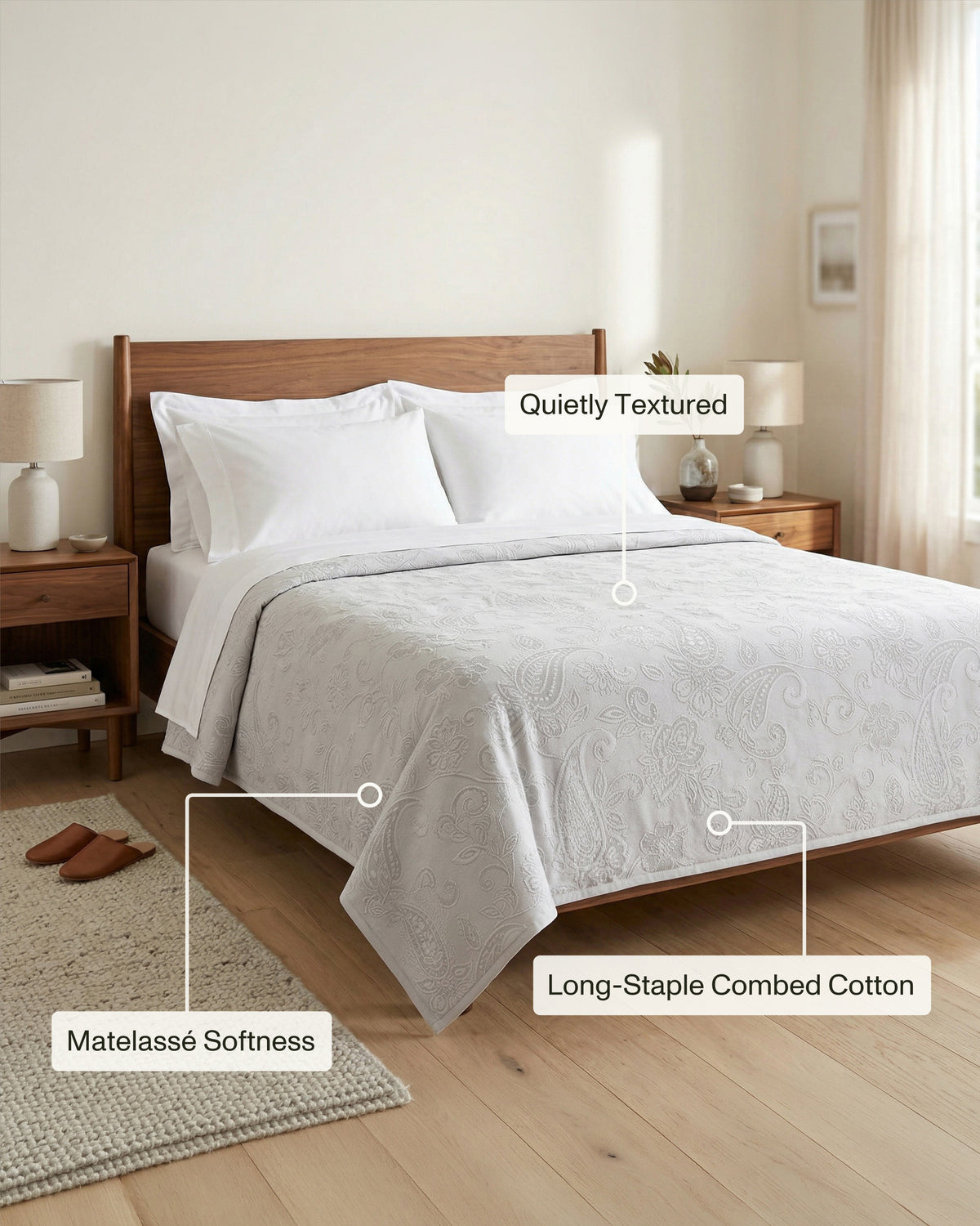 Victoria: Classic Matelassé Cotton Coverlet