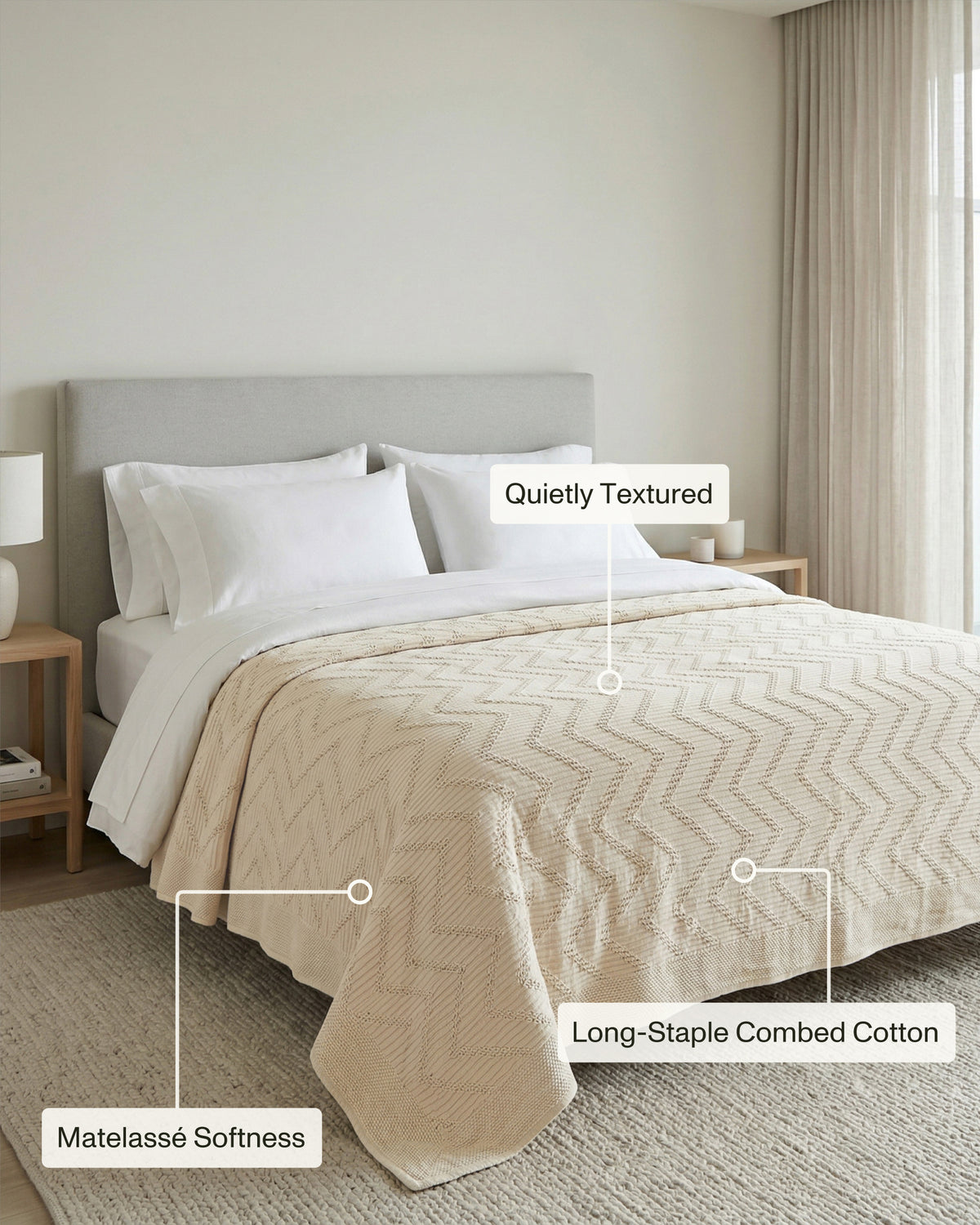 Carmel: Artisanal Weave Ribbed Cotton Coverlet