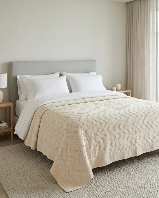 Carmel: Artisanal Weave Ribbed Cotton Coverlet
