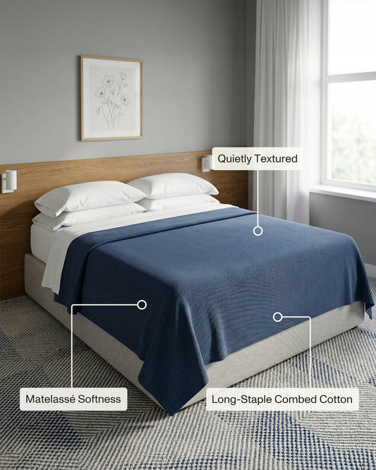 Cavendish: Matelassé Stone Washed Cotton Coverlet