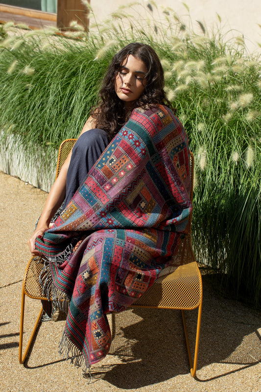 Oban: Oversize Patchwork Wool Throw Blanket