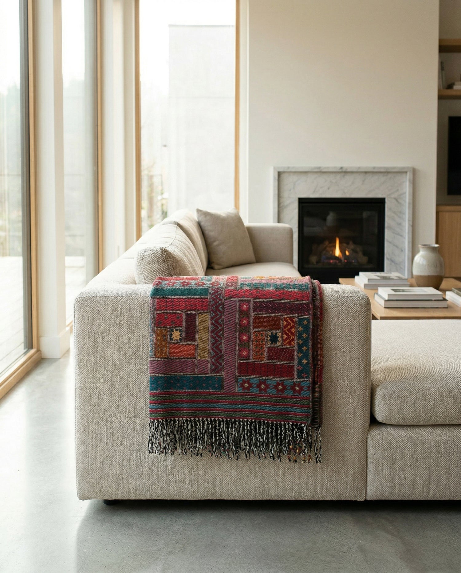 Oban: Oversize Patchwork Wool Throw Blanket