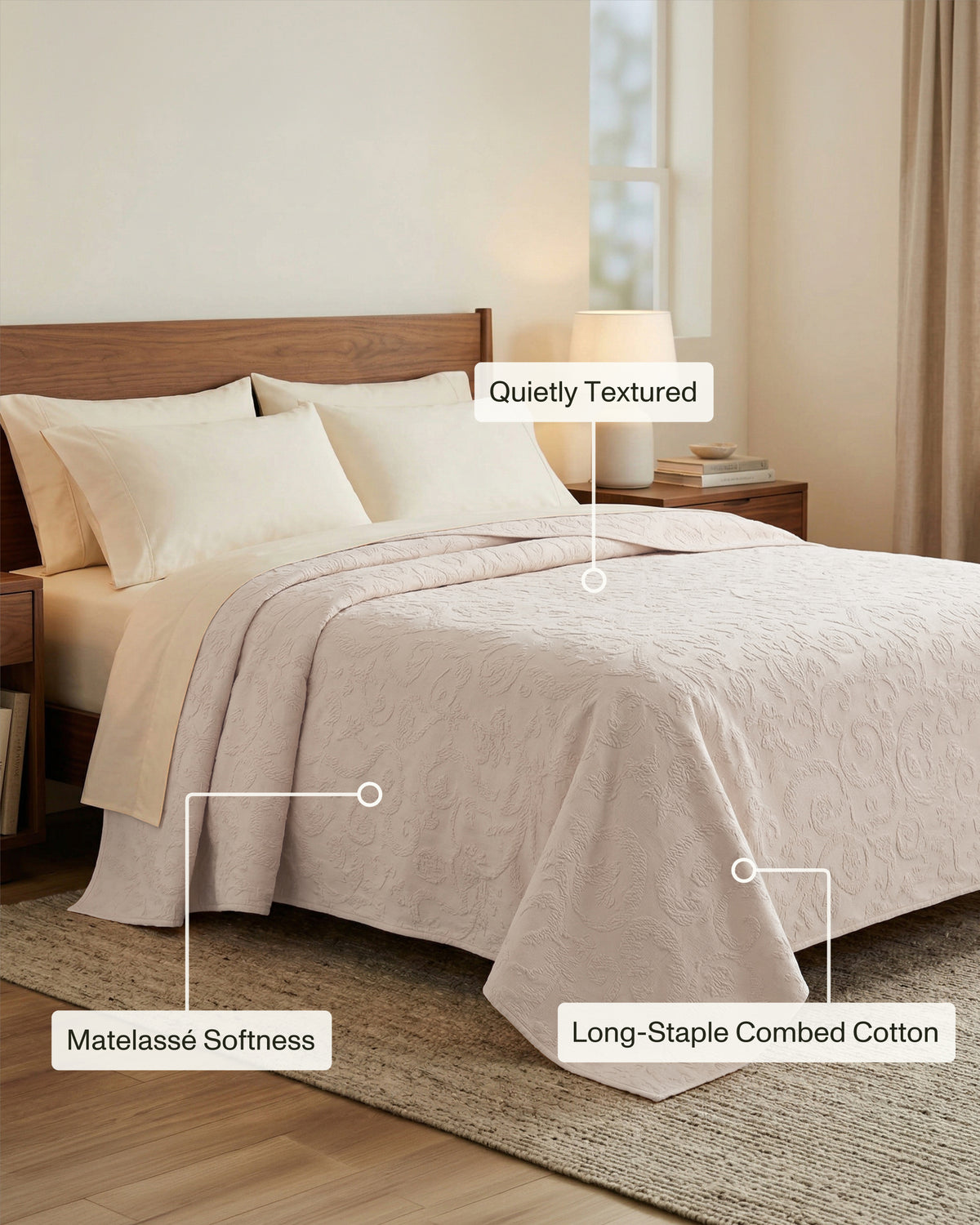 RoyalRest: Lux Chenille Matelassé Cotton Coverlet