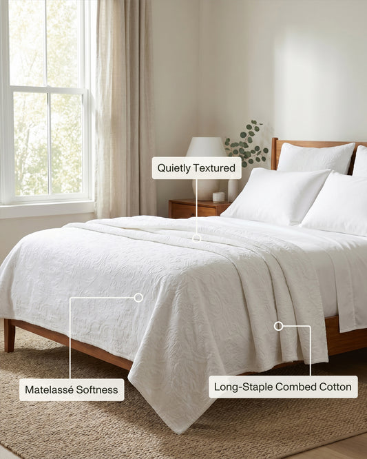 RoyalRest: Lux Chenille Matelassé Cotton Coverlet