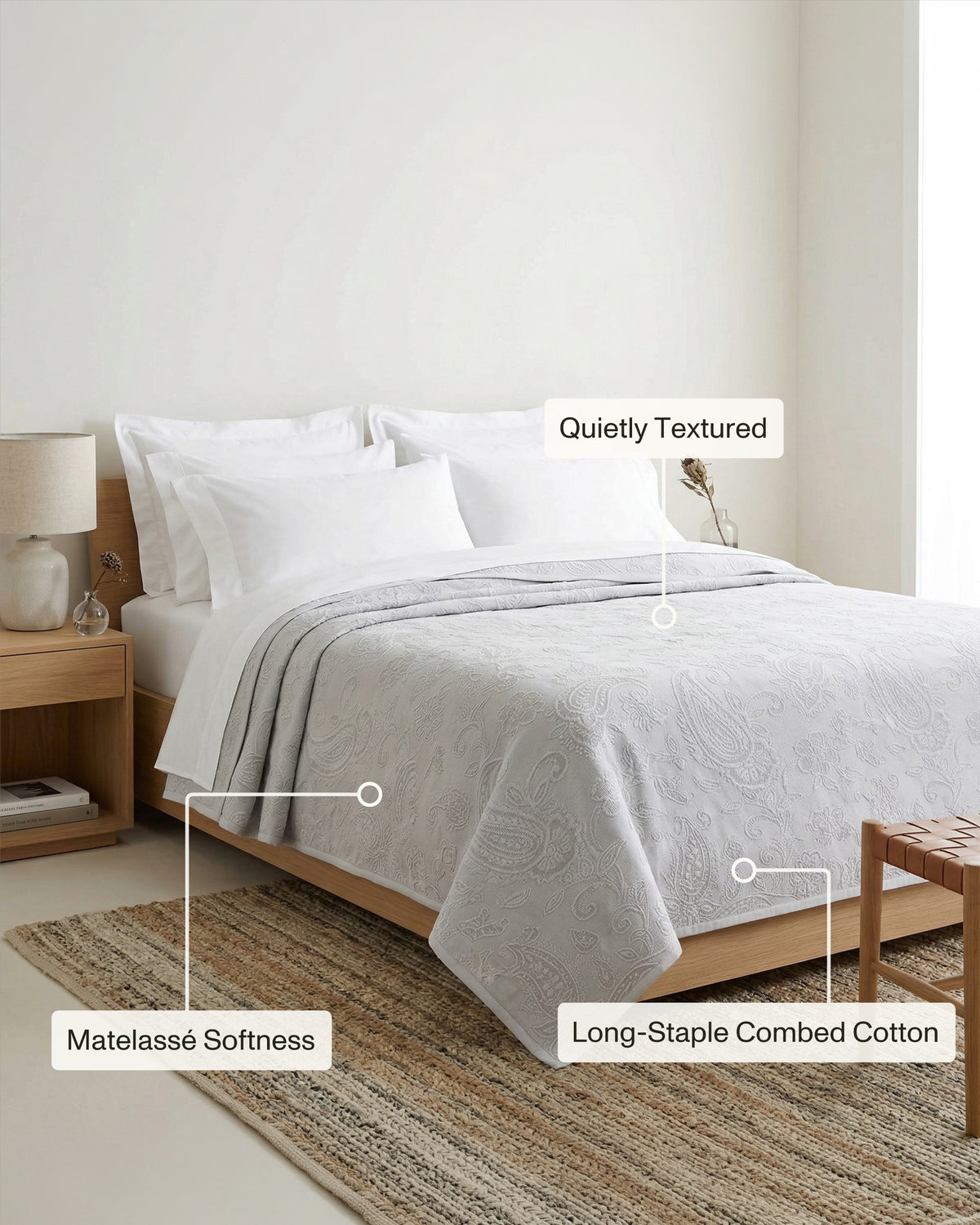 Victoria: Classic Matelassé Cotton Coverlet