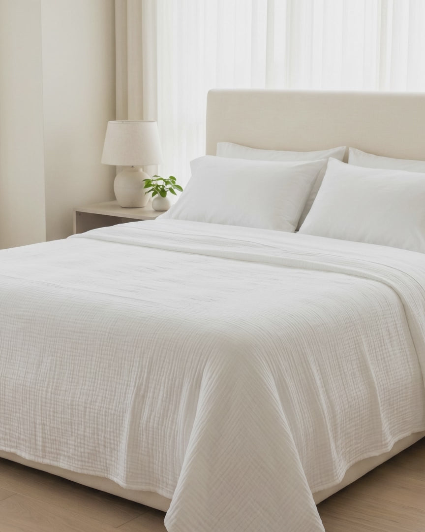 Load video: <p><a href="/products/la-jolla-fluffy-cotton-bed-blanket-sand-shell" title="La Jolla: Fluffy Cotton Bed Blanket">La Jolla: Fluffy Cotton Bed Blanket</a></p>