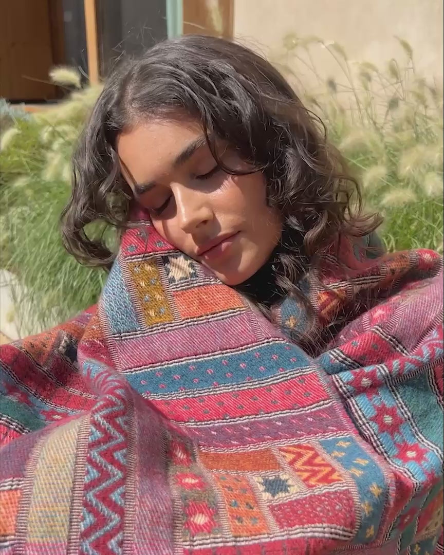 Load video: &lt;p&gt;Oban: Oversize Patchwork Wool Throw Blanket&lt;/p&gt;